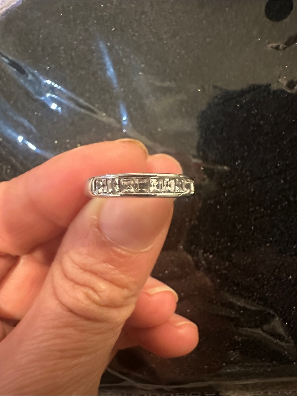 Classic Silver Crystal Channel-Set Women's Band size 6